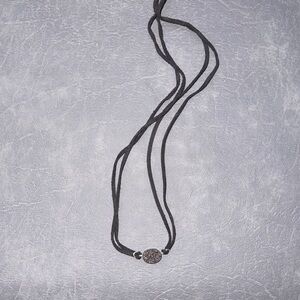 Black Cord Necklace/Choker with Black Geode